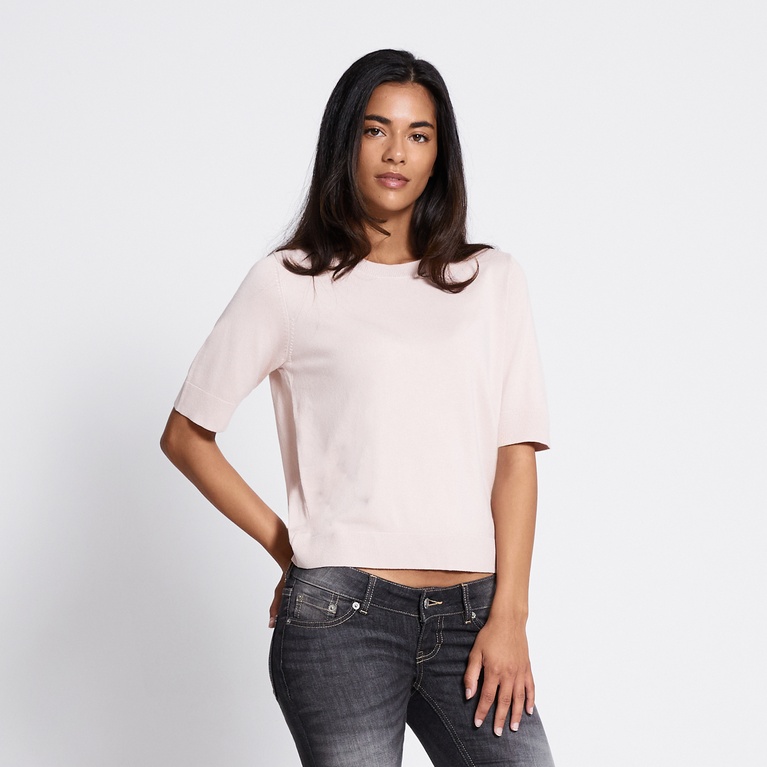 Fine-knit tee "Ada" powder pink
